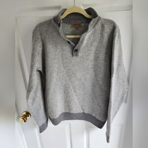 LORENZO Magni Wool Blend Button Neck Italian Knit pullover  L